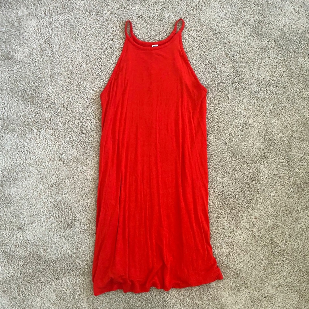 Old Navy Sleeveless Swing Dress in Red Orange